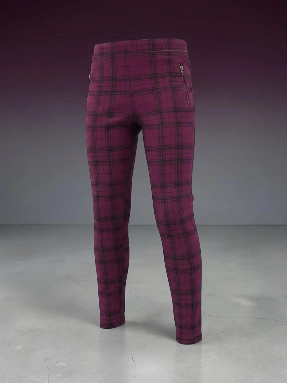 The Children’s Place Girls 8 Burgundy Plaid Ponte Jeggings Skinny Zip Pants